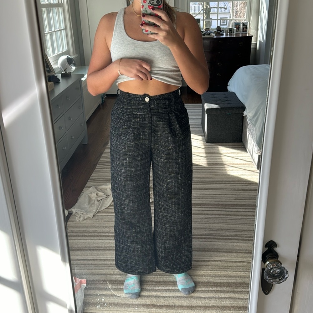 The Commense sparkly tweed trousers